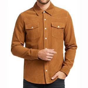 Factory Wholesale Cheap Price Premium Quality <b>Men's</b> Full Sleeve Button Real Goat <b>Suede</b> Leather Shirt - Product Image 2