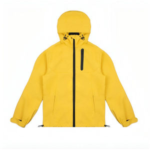 Veste coupe-vent imperméable en toile enduite respirante avec poche avant zippée, légère, ample, grande taille, style motard et biker - Product Image 1