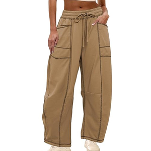 Women Oversized Cargo Pants Wide Leg Sweatpants High Waist <b>Drawstring</b> Casual Streetwear Loose Fit Joggers - Product Image 2