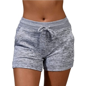 Shorts en satin noir taille haute pour femme avec cordon de serrage et poches, tenue décontractée pour l'entraînement - Product Image 2