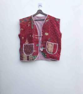 Chaleco Khambadi Tradicional Maharashtriano de Lana, Chaleco Acolchado de Invierno Hecho a Mano, Chaleco Indio Khambadi sin Mangas - Product Image 1