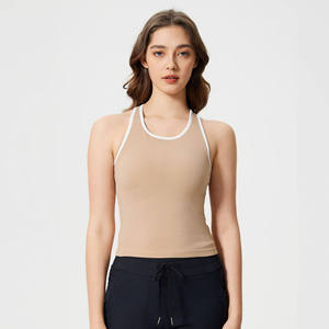 Custom Colors <b>Women</b> <b>Knitted</b> Halter <b>Tank</b> <b>Top</b> Solid Color Breathable Minimalist Style Regular Length Sporty Wear - Product Image 4