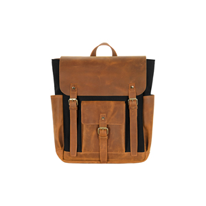Vintage Crazy Horse Leather & Canvas <b>Backpack</b> Laptop Rucksack Travel School Bag Handmade Unisex Daypack OEM ODM - Product Image 3