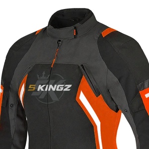 Veste de moto pour homme à manches longues 5 Sports, couleur noire et orange, coupe-vent, toutes saisons, vêtements de course - Product Image 3