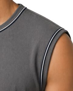 Mens Dark <b>Grey</b> Sleeveless Tank <b>Top</b> Premium Cotton Jersey Gym Fitness Casual Summer <b>Vest</b> Lightweight Breathable Custom Fit - Product Image 4