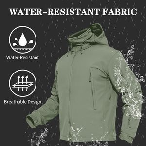 Veste softshell homme pour l'extérieur, résistante à l'eau, respirante, coupe-vent, fermeture éclair intégrale, veste de performance pour les sports d'aventure et le travail - Product Image 5