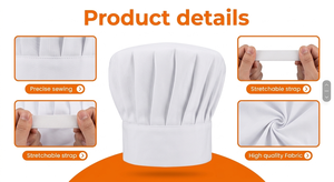 <b>Chef</b> <b>Hat</b> for Adult Adjustable Custom logo High Quality Elastic Poly-Cotton Kitchen Wholesale Cooking Cap <b>Chef</b> <b>Hats</b> for Unisex - Product Image 3