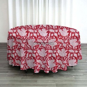 New 120 Inch Customs Block Printed 100% Cotton Hand Block Print <b>Tablecloths</b> Round Custom <b>Linen</b> Table Cloth From India Jaipur - Product Image 4