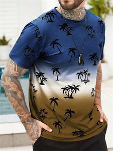 Summer gradient color men's T-<b>shirt</b>, fashionable and casual men's round-neck top, made by rapid dry heat sublimation - Product Image 4