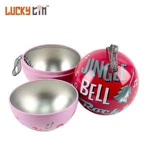 Factory Custom Tinplate Candy Sweet Packaging Sphere Metal Can Ornaments Christmas Ball Tin Box