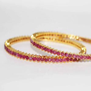 Memoria Jewels Natural Precious Gemstone <b>Ruby</b> Bangle Gold Plated 925 Sterling Silver Women's Engagement Gift Party Jewelry - Product Image 6
