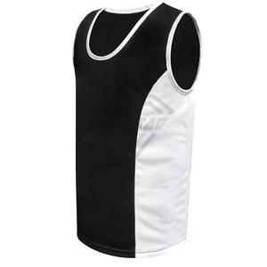 Débardeur sans manches en polyester noir uni pour hommes, idéal pour l'équipement de boxe, équipement de kick-boxing personnalisé, uniforme de boxe en gros - Product Image 4