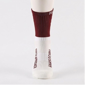 HANSOCHIN Athletic Socks Ankle Length White with <b>Maroon</b> Cuff Breathable Running Socks for Adults Summer Season - Product Image 1