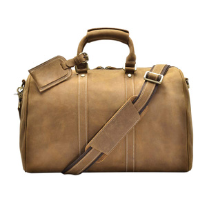 Bolsa de Viaje Unisex de Cuero Genuino Estilo Vintage, Bolsa de Lona Moderna para Viajes Cortos, Camping, Uso Diario, con Cierre, Duradera, 20-35L - Product Image 3