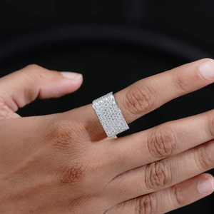 Anillo de Lujo para Hombre con Diamantes de Moissanita, Plata 925, Anillo Ancho con Incrustaciones de Diamantes, Joyería Hip Hop, Regalos, Estilo Brillante, Anillos Personalizados - Product Image 5