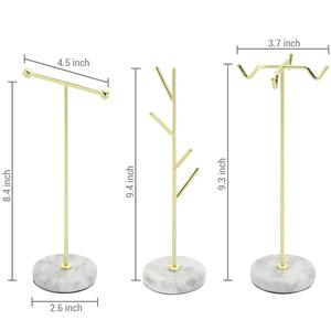 Elegante Organizador de Joyas con Soportes de Diseño Múltiple, Ganchos para Collares, Brazos para Pendientes, Base Redonda, Exhibidor de Vanidad con Estilo - Product Image 3