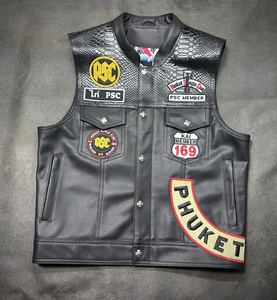 เสื้อกั๊กมอเตอร์ไซค์สไตล์คลับพร้อมดีไซน์เย็บลายรังผึ้ง - Product Image 1