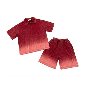STITCHMODE Ensemble Polo et Short Vintage Homme Personnalisé avec Logo, Coton Streetwear Oversize Dégradé Deux Pièces Décontracté Hiver Velours - Product Image 4