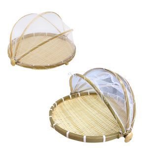 Premium Vietnamese BAMBOO <b>TRAY</b> with Mesh Net Cover Rustic Kitchen Organizer Home Decor - Product Image 1