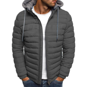 Chaqueta de invierno para hombre, delgada, corta, cálida, resistente al viento, impermeable, estilo universitario, con botones y cierre de cremallera frontal, de poliéster, con letras. - Product Image 1