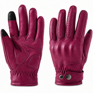 TANVEX Yellow Full Finger Leather Racing <b>Gloves</b> <b>Touchscreen</b> Compatible Tips Adjustable Wrist Strap Button Closure Unisex Outdoor - Product Image 6