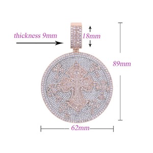 Collier pendentif croix creuse Hip-Hop Iced Out en cuivre avec zircon, breloque chrétienne, bijoux streetwear urbain, vente en gros - Product Image 6