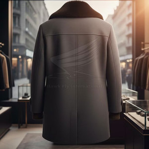 Winter Collection Men's Woolen Overcoat Long Sleeve Breathable High Quality Customizable <b>Fur</b> <b>Trim</b> Best Price for Retailers - Product Image 2