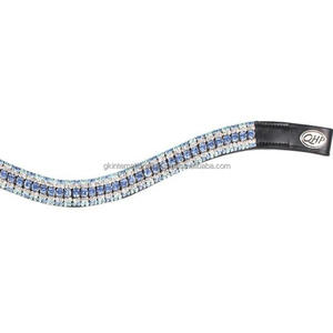 Produits de selle équestre de course de chevaux faits à la main toutes les formes en cuir véritable bande de front de cheval avec chaîne de strass de cristaux de 5 rangées - Product Image 5