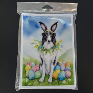 Borzoi Easter Egg Hunt Whimsical A7 Tamaño 5x7 Tarjetas de notas en blanco Paquete de 8 con sobres para saludos y escritura de notas - Product Image 3