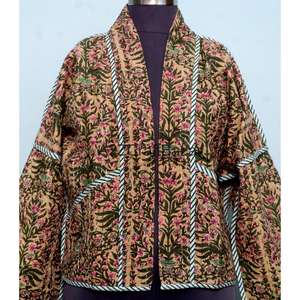 Chaqueta hecha a mano 100% algodón puro, estilo vintage indio Kantha, cómoda y transpirable para mujeres y niñas. - Product Image 2