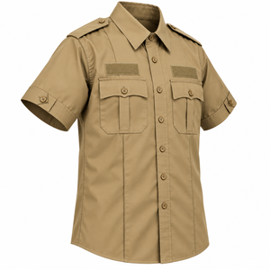 Chemise de sécurité pour homme de haute qualité, manches courtes, tenue de travail d'été, couleur unie, logo personnalisé, uniforme en polyester/coton - Product Image 3