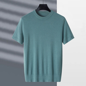 T-shirt tricoté décontracté à manches courtes pour homme, style été, uni, pour les loisirs, pour hommes d'âge mûr, commerce extérieur - Product Image 4