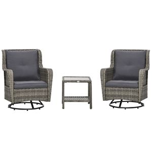 Set Bistrot Girevole a 360 Gradi Moderno e Confortevole per Patio, Grigio, Arredamento da Esterno per Giardino - Product Image 1