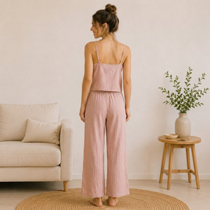 Ensemble de pyjama d'été en gaze de coton pour femme, tissu musulman respirant, vêtements de nuit pour femme - Product Image 4