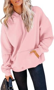 Sudadera Oversize Rosa de Cuello Alto para Mujer con Bolsillos, Hombros Caídos, Tejido de Algodón, Estilo Otoñal - Product Image 5