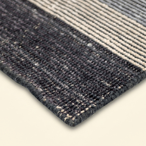 Midnight Strata Navy Blue <b>Grey</b> Hand Tufted Eco-Friendly Non-Slip Thick Wool <b>Rug</b> Modern Horizontal Striped Area Carpet for <b>Living</b> - Product Image 6