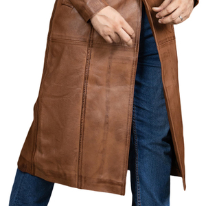 Abrigo de Cuero para Hombre al por Mayor, Chaqueta de Cuero Genuino Elegante, Ropa de Invierno de la Mejor Calidad, Fabricación a Granel con Logotipo Personalizado - Product Image 6