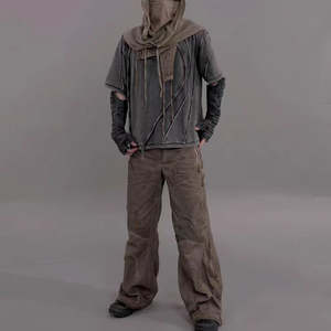 T-shirts graphiques streetwear épais et déchirés, en coton personnalisé, effet vintage délavé à l'acide, coupe courte pour homme, t-shirts graphiques de haute qualité - Product Image 2