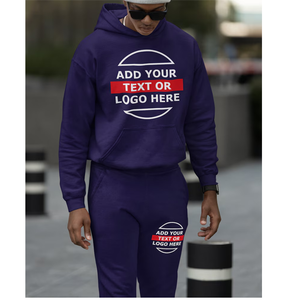 Survêtement homme uni en polyester/coton lourd, personnalisable avec logo privé, style décontracté - Product Image 3