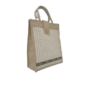Bolsa de Yute Rectangular Estampada - Diseño Art Deco Ecológico Hecho a Mano - Ligera y Duradera para Uso en Exteriores - Diwali, Jubilación - Product Image 1