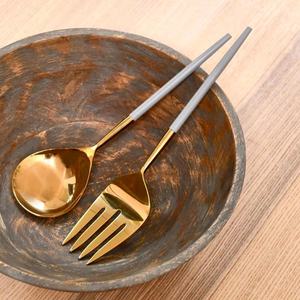 Ensemble de service pour bar à salades en acier inoxydable poli or rose, 4 pièces, écologique, compatible lave-vaisselle, avec poignée torsadée - Product Image 2