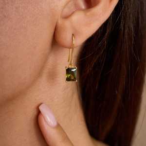 Pendientes de Peridoto en Plata de Ley 925 con Baño de Oro de 14K, Joyería de Piedra de Nacimiento de Agosto para Mujer, Regalo al por Mayor - Product Image 6