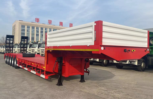 Factory Wholesale 50 Ton 60 THeavy Duty Lowbed <b>Trailer</b> Transport Heavy Machine Low Bed Truck Semi <b>Trailer</b> with Mechanical Ladder - Product Image 4