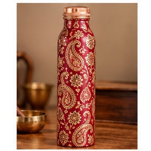 Botella de Agua de Cobre con Diseño Floral Paisley, Ayurvédica, Portátil, para Viajes - Product Image 5