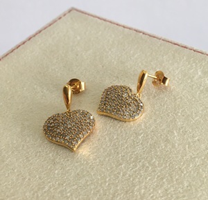 Pendientes colgantes con forma de corazón y diamantes redondos para mujer, 1,31 quilates, engaste de púas, uso diario, plata de ley 925, joyería de moda - Product Image 6