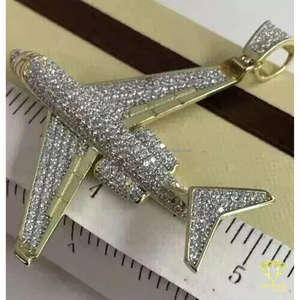 Colgante Urbano de Hip Hop con Diseño de Avión a Reacción, Moissanita VVS, Plata 925, Certificado GIA, Unisex, con Múltiples Opciones de Chapado - Product Image 4