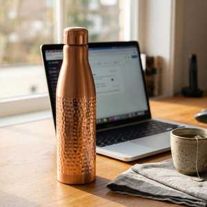Handmade Pure Copper Water <b>Bottle</b> Hammered Finish Custom Logo Ayurvedic <b>Drinking</b> <b>Bottle</b> Minimalist Design Reusable <b>Metal</b> Gift - Product Image 2