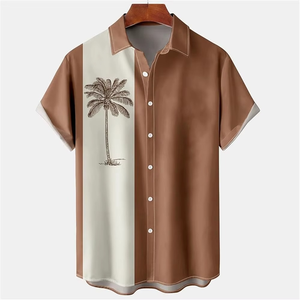 เสื้อเชิ้ตฮาวายลายใบไม้เขตร้อนสำหรับผู้ชาย เสื้อเชิ้ตชายหาดลำลองฤดูร้อน แขนสั้น ติดกระดุม เหมาะสำหรับวันหยุดพักผ่อน น้ำหนักเบา - Product Image 2