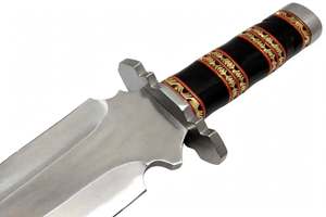 Outil utilitaire d'extérieur artisanal en acier inoxydable à haute teneur en carbone, avec manche en bois à bande de laiton et garde en acier inoxydable - Product Image 6