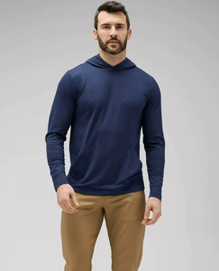 Sweat-shirt à capuche ample en laine mérinos légère pour homme avec poche kangourou - Product Image 3
